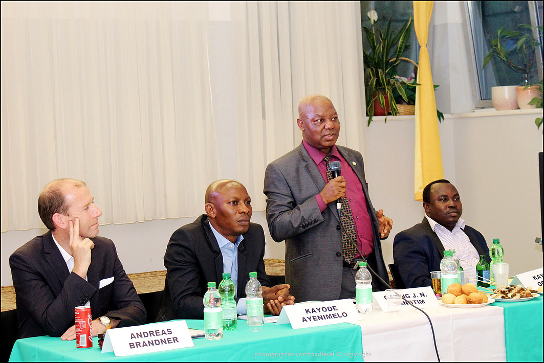 The Charge d Affaires of the Embassy / Permanent Mission of the Federal Republic of Nigeria to Austria and Slovakia, Mr. Gazing J. N. Dangtim, delivering a speech at the occasion